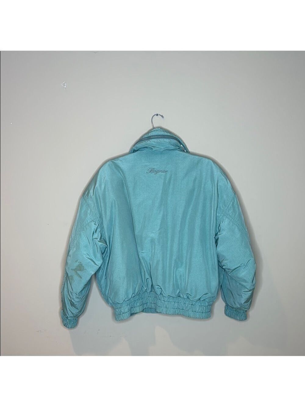Vintage Teal Goose Down Filled Bogner Bomber Coat Size 12 - Picture 2 of 11